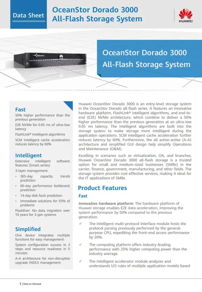 Serveur d'Intel Xeon des prix de serveur de mémoire interne de Hua Wei OceanStor Dorado 3000 V6 5300V6 d'achat